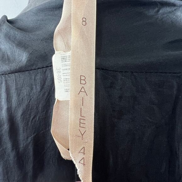 Baileys 44 Black Biker Jacket Leather Cropped Shawl Lapel Open Front Size 8 NEW - Picture 7 of 8